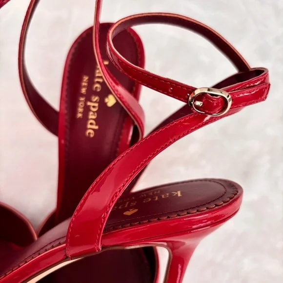 KATE SPADE NY Vivian Red Patent Leather Stiletto Heel Ankle Strap Pump--NEW--8 - Picture 8 of 15